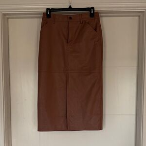 Sanctuary Brown Faux Leather Midi Pencil Skirt. Size 24